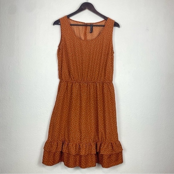 Jean Pascale Womans Soft Brown Polka Dot Sleeveless Dress Size 40 M - Picture 1 of 13